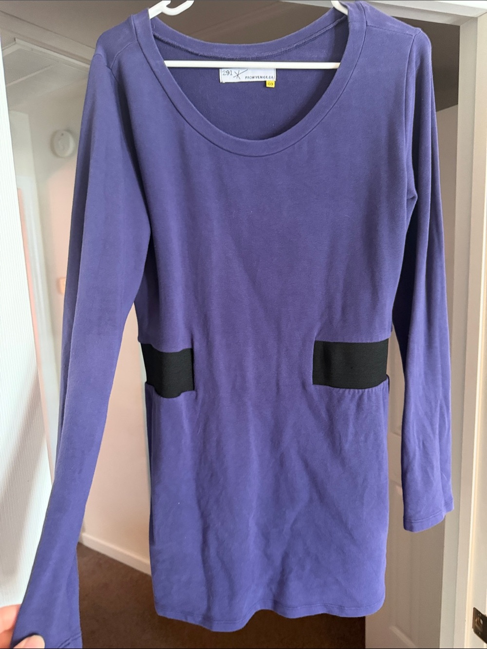 Purple Long-Sleeve Tunic with Black Pocket Accents